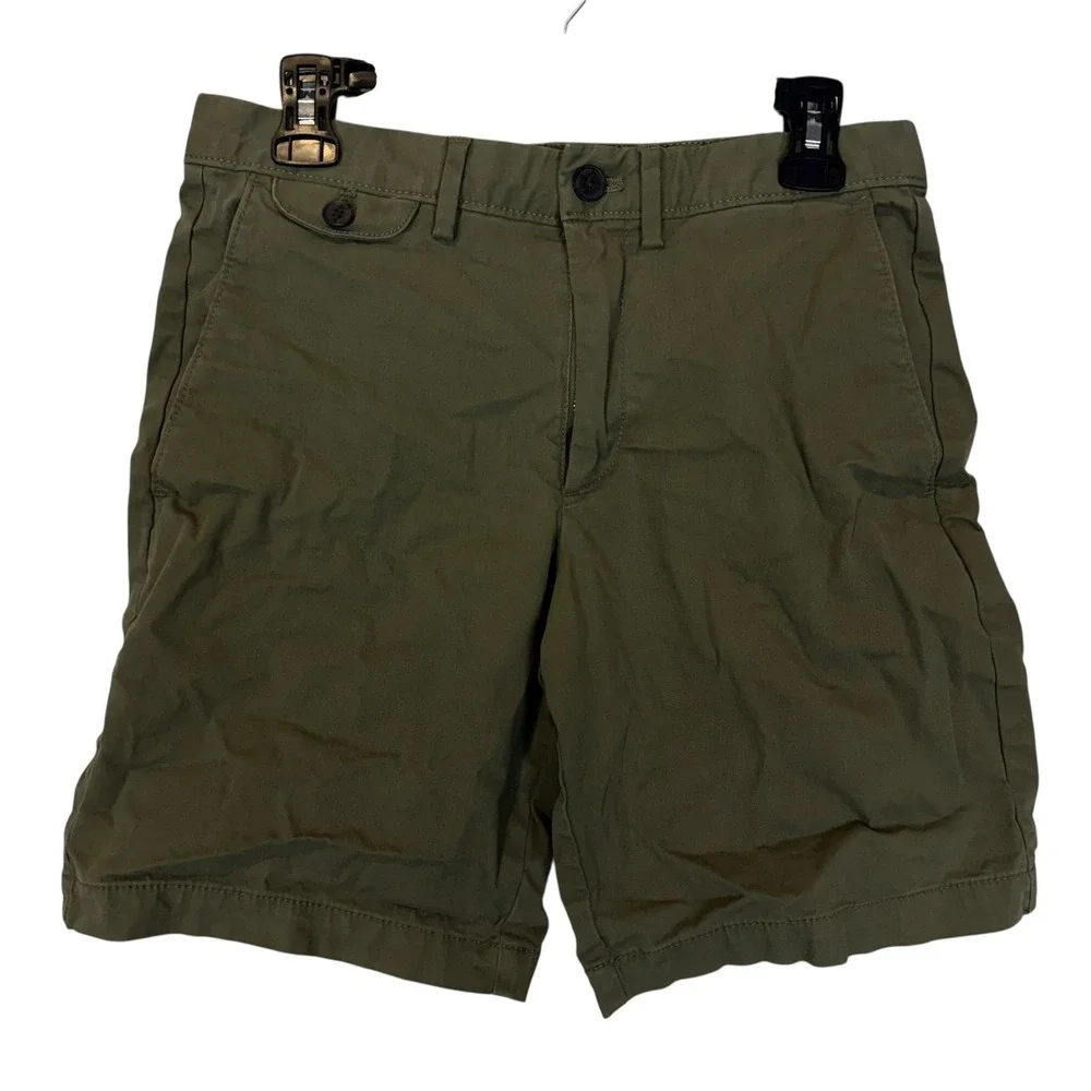 Banana Republic Shorts Mens 29 Green Flat Front 9 Inseam Chino‎ Stretch Casual